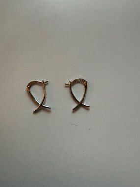 C27 Classic Silver Crossed Hoop Earrings - Women's Jewelry